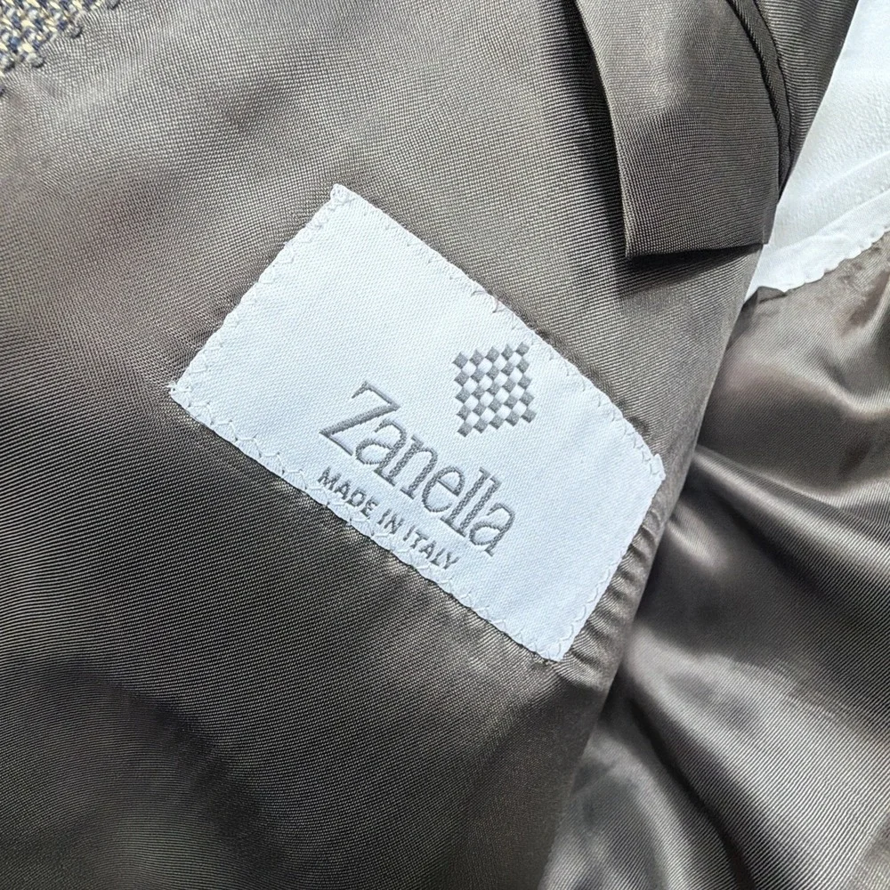 ZANELLA Italy Silk Blend Sport Coat Blazer Mens 44R Patterned Woven Wedding MINT